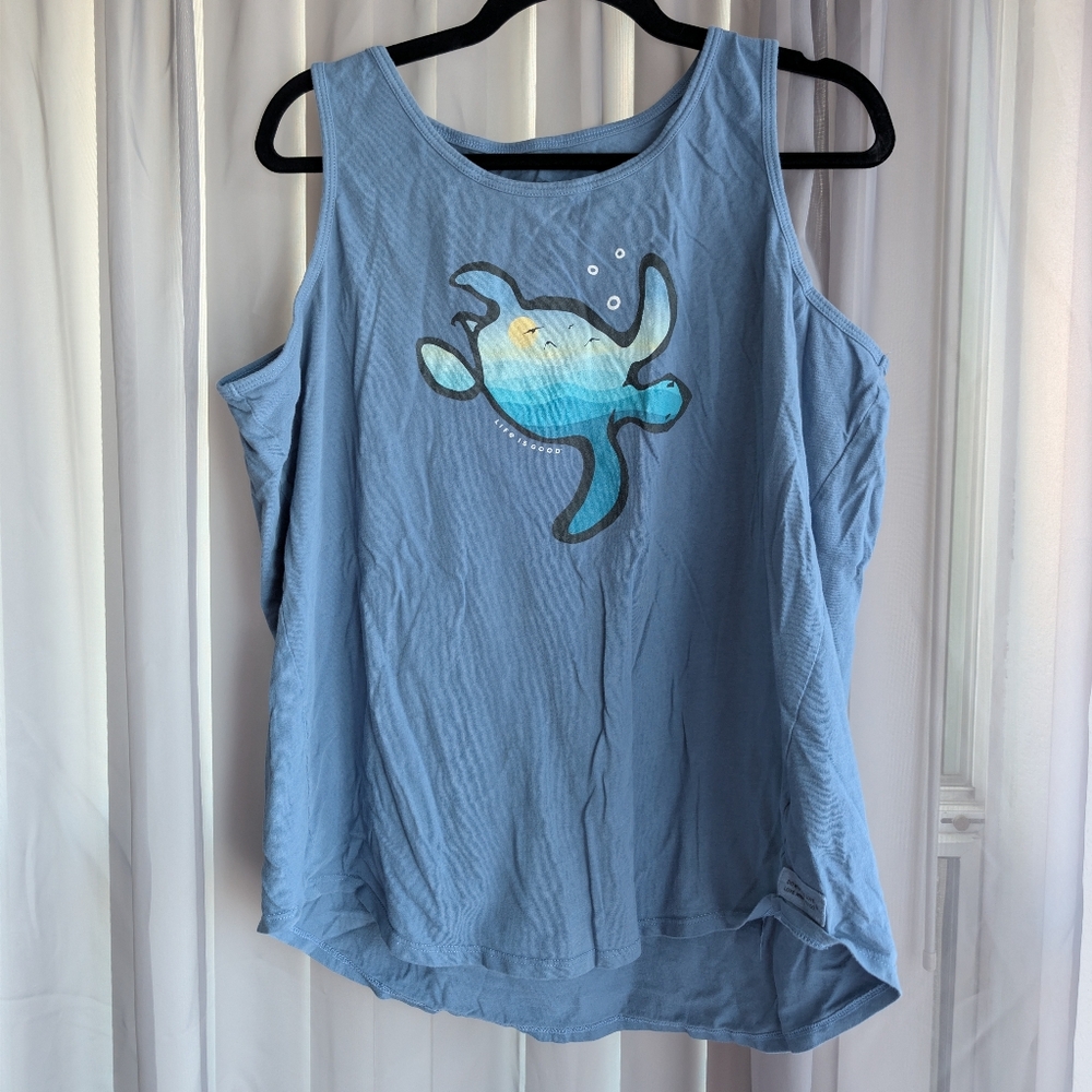 💙 Life Is Good Blue Graphic Tank Top XL | Crusher-Lite